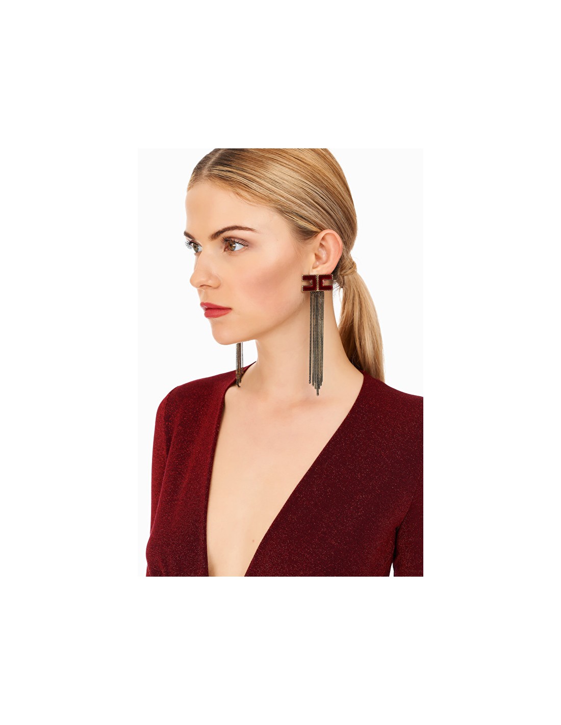 Elisabetta Franchi earrings with fringes - altamoda.shop