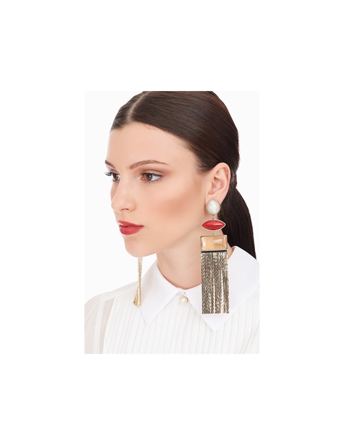 Elisabetta Franchi hanging earrings with fringes - altamoda.shop