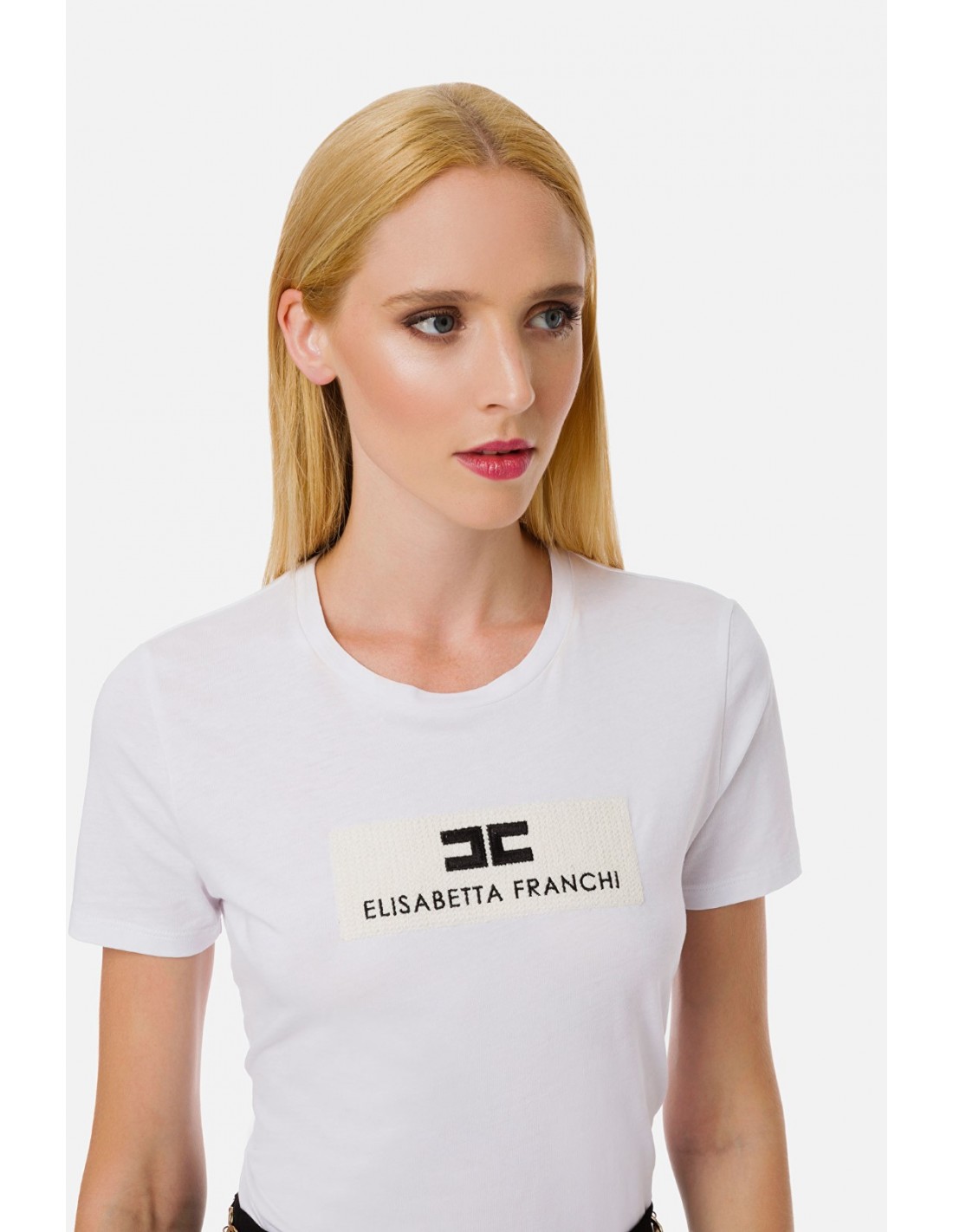 Elisabetta Franchi Basic T-Shirt with logo - altamoda.shop