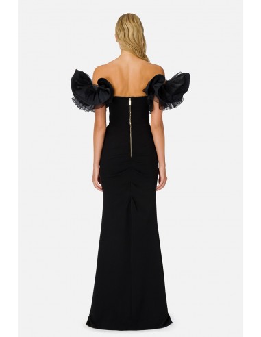 Vestido con mangas abultadas y lazo