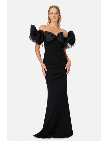 Vestido de Elisabetta Franchi con mangas abullonadas y lazo - altamoda.shop - AB02106E2