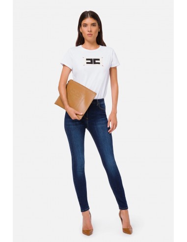 Elisabetta Franchi Calças de ganga de cintura alta skinny - altamoda.shop - PJ80S06E2