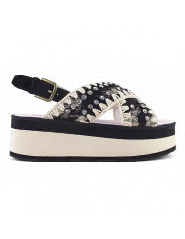 MOU Sandalias Criss Cross en Negro y Beige - Tienda online