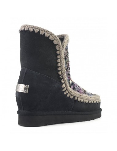 MOU Botas esquimales cortas con lentejuelas en cuña, negras, multicolores -  altamoda.shop