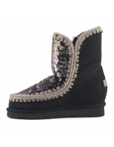 MOU Botas esquimales cortas con lentejuelas en cuña, negras, multicolores -  altamoda.shop