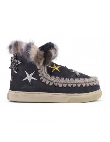 MOU Eskimo Sneaker Stars and Mink in Black - altamoda.shop
