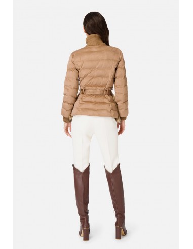 Quilted coat with fur and belt