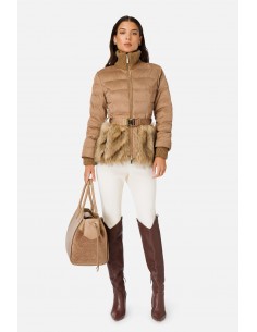Elisabetta Franchi Abrigo acolchado con piel y cinturón - altamoda.shop - PI27H06E2 2