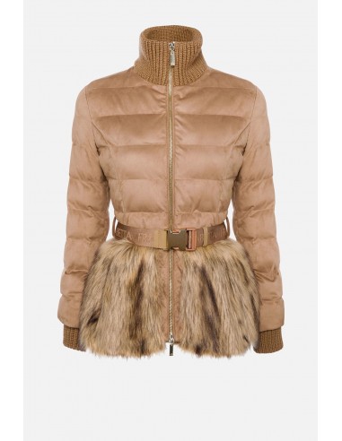 Elisabetta Franchi Quilted coat with fur and belt - altamoda.shop - PI27H06E2