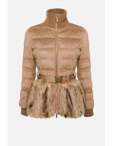 Elisabetta Franchi Quilted coat with fur and belt - altamoda.shop - PI27H06E2