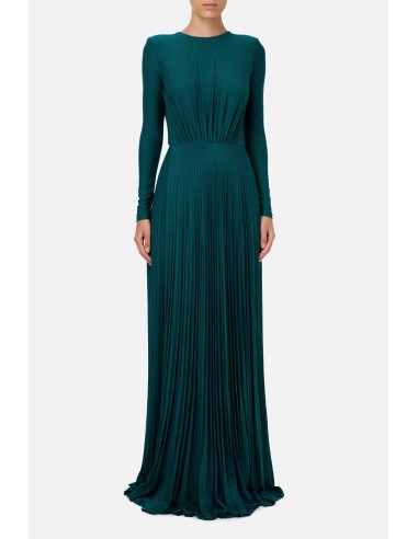 Długa plisowana sukienka z rozcięciami