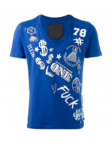T-Shirt Money in Blue de Philipp Plein em altamoda.shop - SS16 HM342568