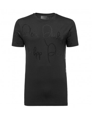 Philipp Plein T-Shirt Unterschrift Kristalle bei altamoda.shop - F18C MTK2533 PJY002N