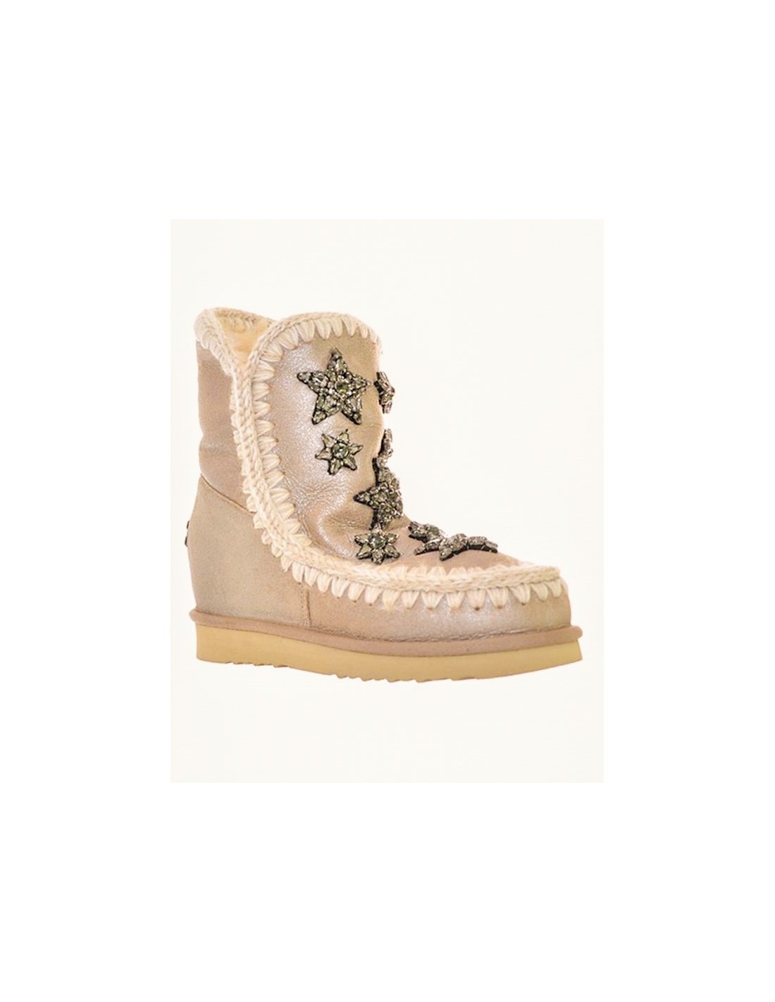 Mou Jute Wedge Dames Sleehak Enkellaarsjes in Roze online kopen
