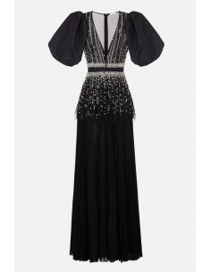 Elisabetta Franchi Lange jurk met gezwollen mouwen - altamoda.shop - AB98306E2