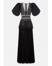 Elisabetta Franchi Długa sukienka z obrzmiałymi rękawami - altamoda.shop - AB98306E2 Elisabetta Franchi Długa sukienka z obrzmiałymi rękawami - altamoda.shop - AB98306E2