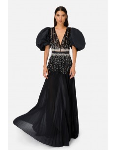 Elisabetta Franchi Vestido largo de mangas abullonadas - altamoda.shop - AB98306E2 2
