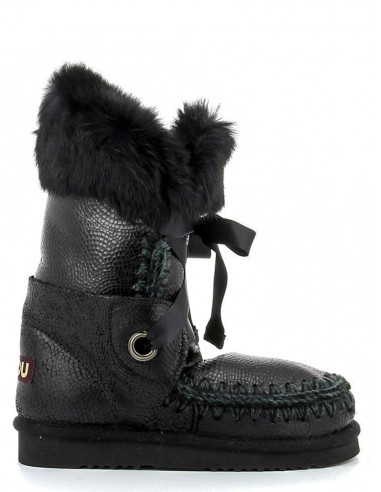 MOU Zwart Leder Laarzen met veters - altamoda.shop