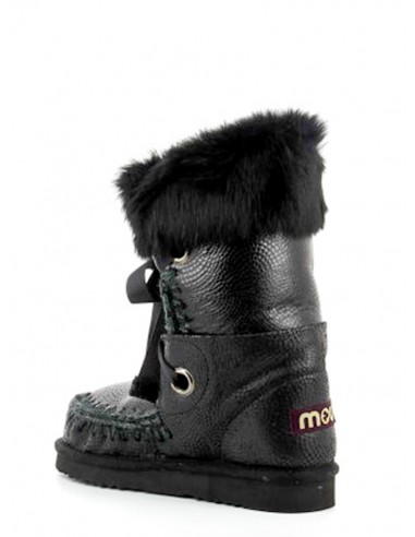 MOU Botas de cuero negro con cordones - altamoda.shop