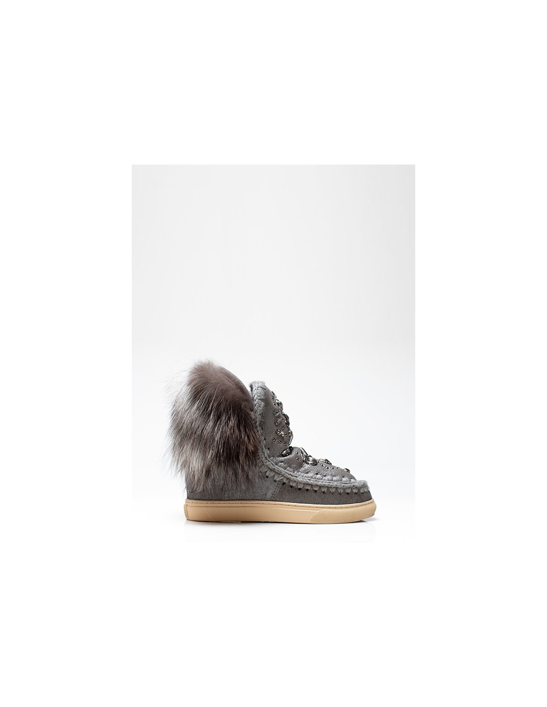 Botas de mujer Mou en gris con decoración de estrás - altamoda.shop