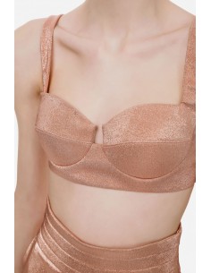 Elisabetta Franchi Lurex top with sweetheart neckline - altamoda.shop - TO01107E2 2