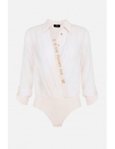 Blusa estilo body Elisabetta Franchi con letras "Y yo que pensaba que..." - altamoda.shop - CB00806E2