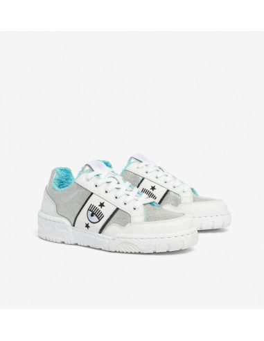 Silver & Blue Leather Sneakers CF1 de Chiara Ferragni | Altamoda | CF2832_067_35