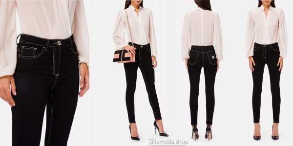 Elisabetta Franchi Skinny jeans z kontrastowymi szwami